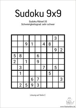 Sudoku 9x9 schwer für Meister