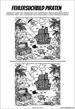 Piraten Rätsel Fehlerbild kostenlos zum Ausdrucken