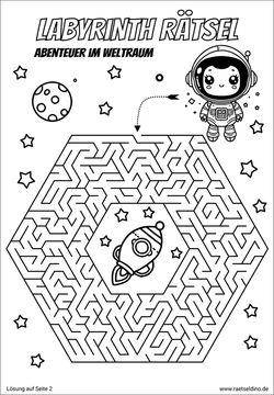 Labyrinth Rätsel im Weltraum für Kinder
