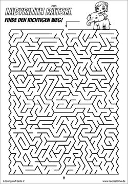 Labyrinth Rätsel kostenlos zum Ausdrucken mit Lösung