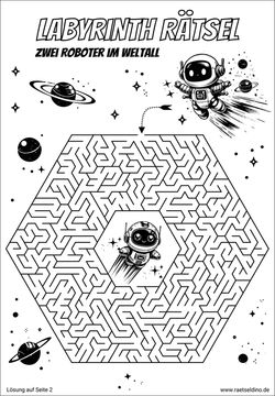 Labyrinth Rätsl Roboter im Weltall